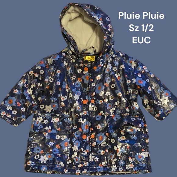 Pluie Pluie Navy Flower Raincoat - Picture 1 of 1